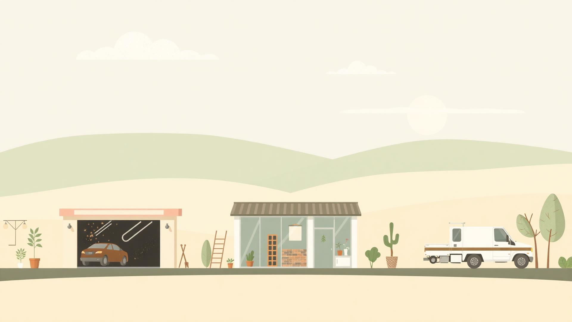 Illustration of home service businesses we build for: detailing, contracting, and landscaping